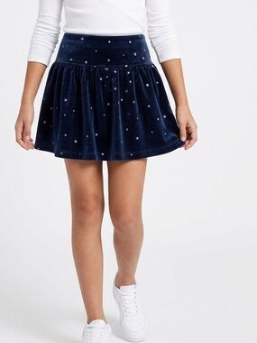 J. CREW Crewcuts Navy Blue Velvet Skirt w Silver Star Accents